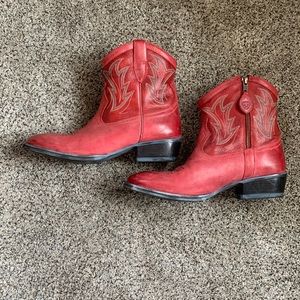 Ariat Red Leather Bootie.  Almost New. 10